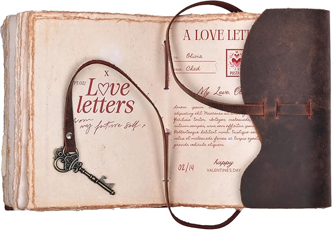 LEATHER VILLAGE Vintage Leather Journal – 200 Handmade Vintage Deckle Edge Paper – Leather bound Journal For Women Men – Vintage Key Closure - Book of Shadows - 10X7 inches - Fuchsia