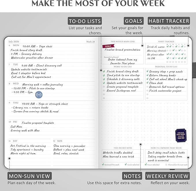 Legend Planner Jan 2026 – Jan 2027 Dated Weekly & Monthly Planner to Hit Your Goals, Increase Productivity & Live Happier. Organizer Notebook & Productivity Journal. A5 Hardcover (Mystic Gray)