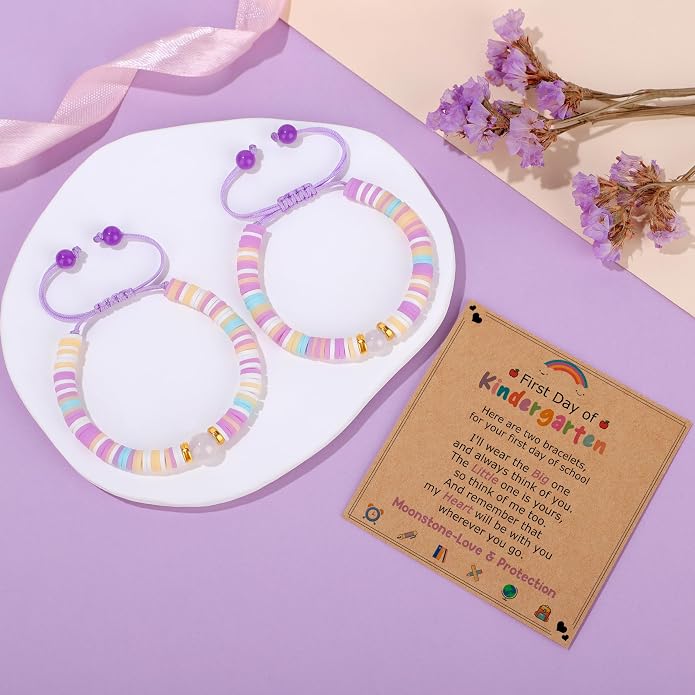 Back to Stuff First Day of Kindergarten Preschool Bracelets Mommy and Me Gifts for Mother Daughter Bracelets