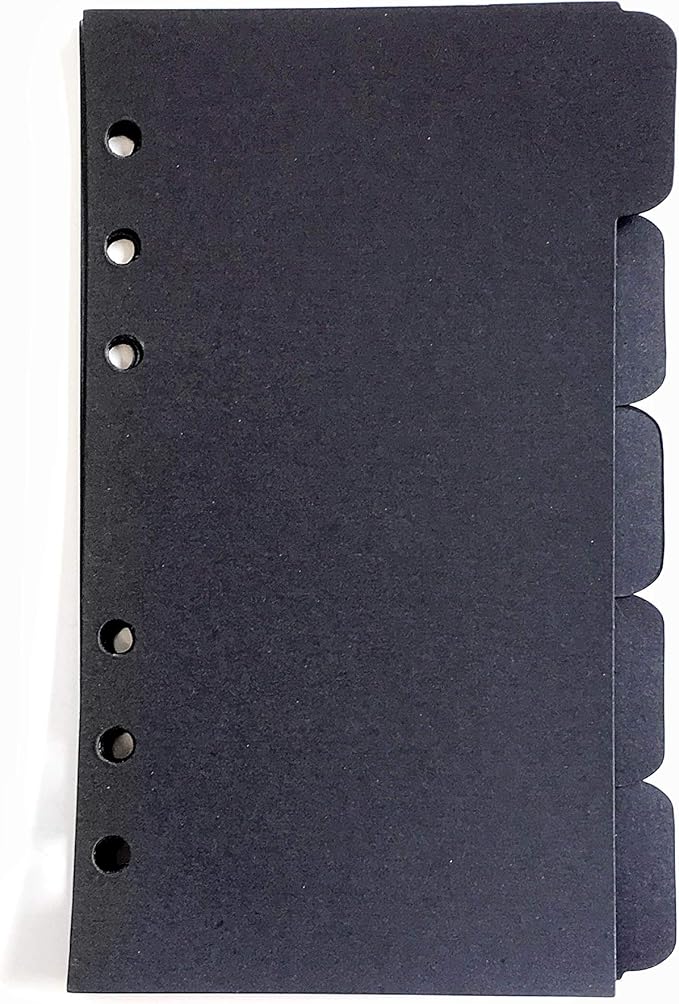 Zelten Refills/Loose Leaves for A6 Cover Ring Binder/Personal Organizer/Planner(A6 6 Holes, Divider Horizontal Black Paper)