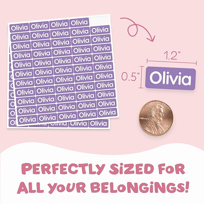 TagBuddy® Personalized Daycare Name Labels for Kids [140pcs] - Waterproof Name Stickers for School, Baby Bottles & Clothing - Custom Name Stickers - Washable Stick On Labels (1.2”x0.5”)