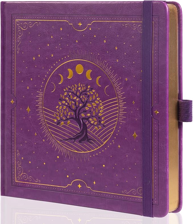 TIEFOSSI Tree of Life Journal, Square Dotted Journal for Women Men, Dot Aesthetic Notebook with 160 Numbered Pages, Hardcover Vegan Leather Journals with Bookmark, 160 GSM Thick Paper, 8 x 8 IN