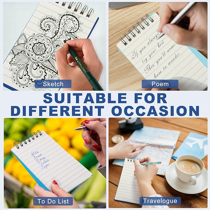 Tenceur 8 Pcs Pocket Notebook Bulk Small 3x5 Inch Spiral Notepads Mini Top Bound Notebook with Lined 120 Pages Ruled Memo Pads for Office College Nurse Essentials Back to School Gift