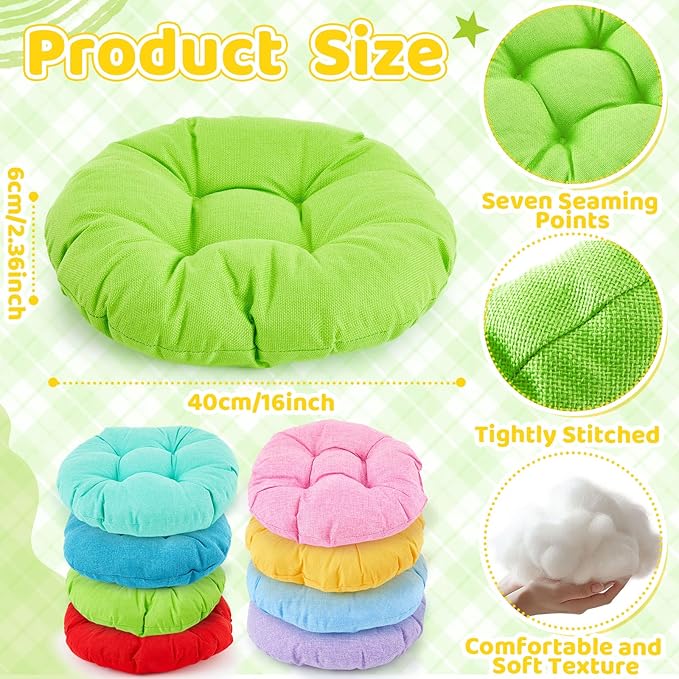 Supervitae 16 Pcs Kids' Lap Desk and Classroom Floor Cushions Set, Including Stackable Lap Tray 19.7 x 14.8 x 7.7'' & Floor Pillow 16'' for Classroom Kindergarten Daycare Nursery (Classic Colors)
