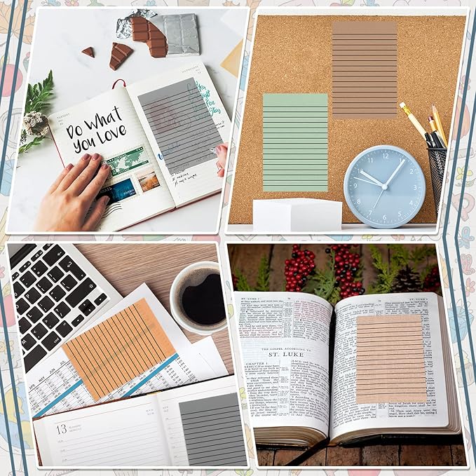 Yinder 6 Pack Pastel Transparent Sticky Notes Translucent Clear Lined Self Stick Note, Back to School Gifts for Bible Tabs, Book Tabs, School Supplies Office, 30 Sheets/Pack, 4 x 6'' (Retro Color)