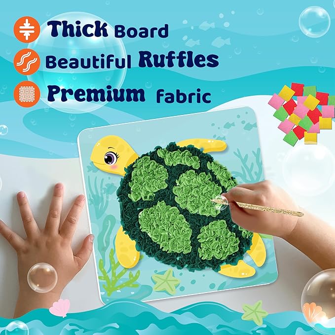 jackinthebox Poke Poke Art – Ocean Theme, Mess-Free Fabric Art and Craft, Flower Pressing Kits, Best Gifts for Girls and Boys Ages 4 5 6 7 8