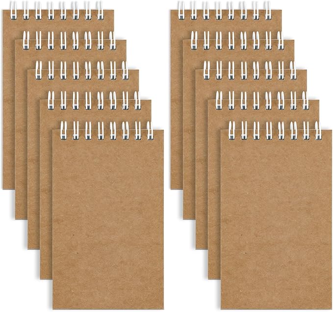 Hooqict 10 Pack Small Pocket Notebook Mini Notebooks Bulk Small 3x5 Spiral Notepads with Lined Pages, Memo Note Pads for Kids, Work, Office, School, 50 Sheets/100 Pages