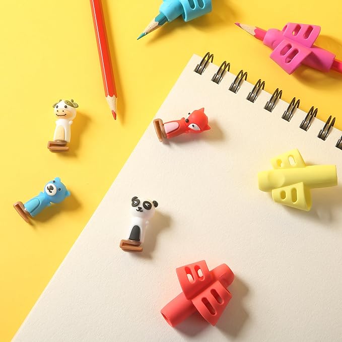 Mr. Pen- Pencil Grips for Kids Handwriting, 4 Pack with 4 Clips, Candy Color, Flexible Silicon Pencil Holder for Kids, Right & Left-Handed