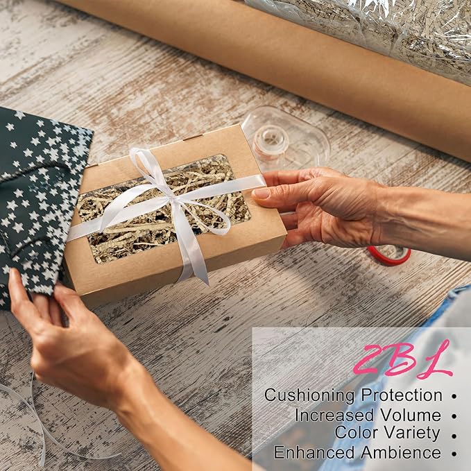 Gainspra 2 LB Crinkle Paper Filler for Gift: Shredded Wrapping for Gift Boxes or Wedding or Birthdays, Crinkle Cut Paper & Basket Stuffing Filler (Navy Blue)