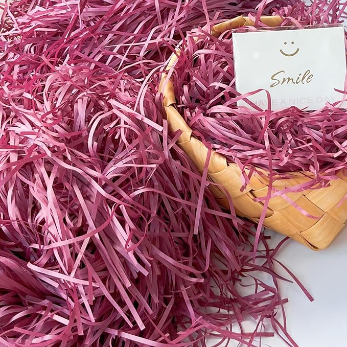 Raffia Paper Shreds, 100g Shredded Paper for Gift Box, Crinkle Cut Paper Shred Filler for Gift Wrapping & Basket Filling(Burgundy)