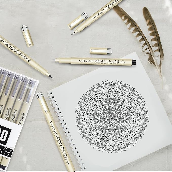 Black Micro Pens, 20 Sizes in 0.15mm - 5mm, Waterproof Archival Ink, Fine Point Pen for Artist Illustration, Sketching, Anime, Manga and Technical Drawing
