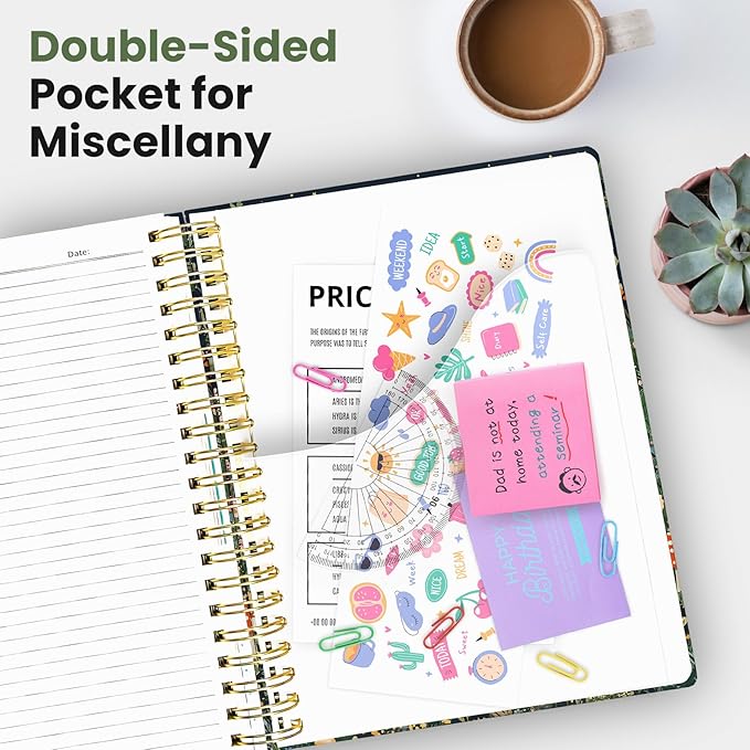 Large Spiral Notebook with Dividers & Tabs, 8.5" x 11" Hardcover 5 Subject Notebook for Work, 280 Pages, College Ruled, Cute Journal for Women, Perfect for Study & Office Note Taking, Fox Night