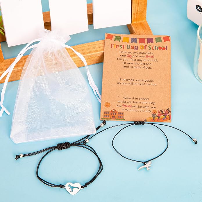 EOBOH First Day of School Bracelet Mommy and Me, Prek Matching Wish Bracelets Set, Adjustable Bracelet for Boys Girls Gifts Stuff Bulk