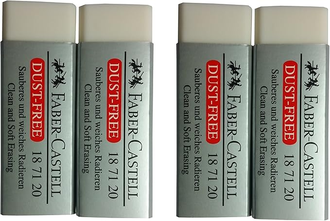 [Pack of 4] Faber-Castell LARGE Eraser Dust Free Clean and Soft Erasing for ART, OFFICE, SCHOOL USE (6.2x2x1.25cm)