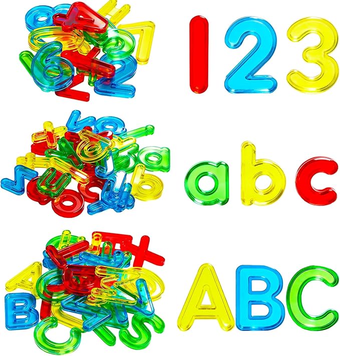 67 Pcs Plastic Practice Set Transparent Letters and Numbers Include Uppercase Letters Lowercase Letters and Numbers Colorful Plastic Letters and Numbers for Kids Counting and Spelling, Ages 3+