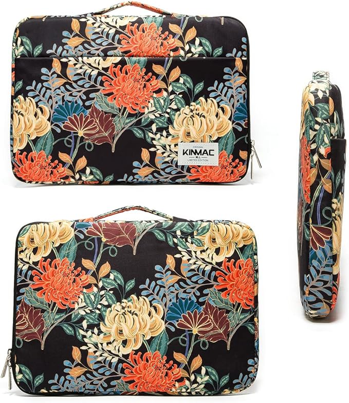 Kinmac 360° Protective Laptop Sleeve Case Bag Cover with Handle for MacBook Air 15 inch,15 inch-15.6 inch HP,Lenovo,Dell,ASUS,Acer Notebook Computer (Royal Chrysanthemum)