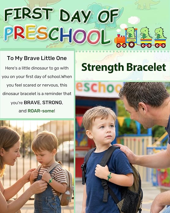 PEALICIOUS Dinosaur Bracelets for Boys, Back to School Birthday Son Gifts | First Day of Kindergarten Bracelet, Adjustable Dino Gifts Match Dinosaur Costume, Birthday Gifts for Boys Son Grandson