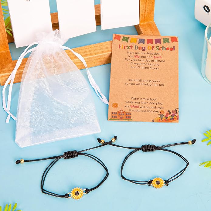 EOBOH First Day of School Bracelet Mommy and Me, Prek Matching Wish Bracelets Set, Adjustable Bracelet for Boys Girls Gifts Stuff Bulk