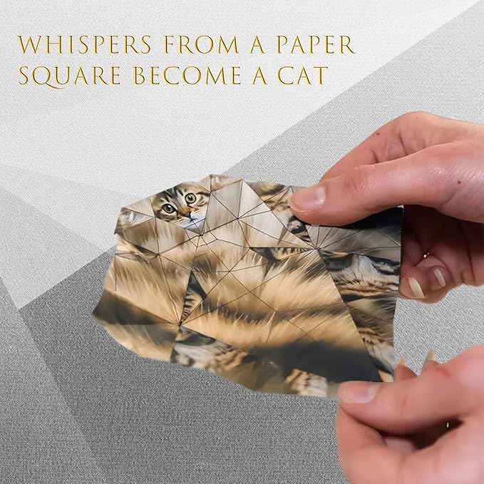 Treayes 3D Origami Paper Cats, 50 Sheets DIY Origami Paper for Kids & Adults, Fun Creative Art Project, Desk Decor and Gift for Pet Lovers (Cat Design)