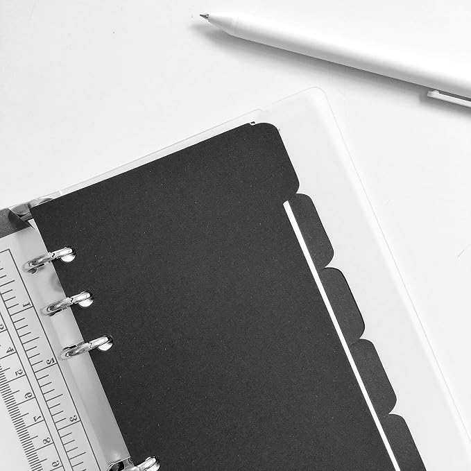 Zelten Refills/Loose Leaves for A6 Cover Ring Binder/Personal Organizer/Planner(A6 6 Holes, Divider Horizontal Black Paper)