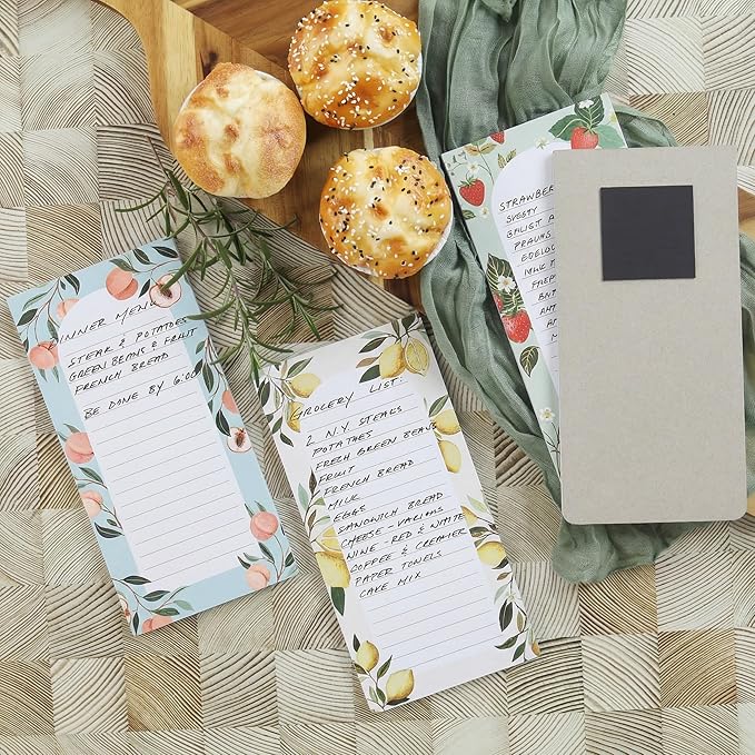 Beautiful Magnetic Notepads for Fridge - Set Of 6 Modern Note Pads with Lined Pages to Easily Write Notes & Make Grocery/Shopping Lists - Cute To Do List Pad w/ Strong Magnets for Your Refrigerator
