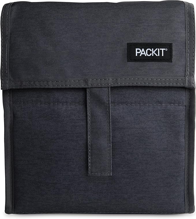 PackIt Freezable Lunch Bag, City Charcoal, Built with EcoFreeze Technology, Foldable, Reusable, Zip and Fold Closure with Buckle Handle, Designed for Work Lunches and Fresh Lunch On the Go