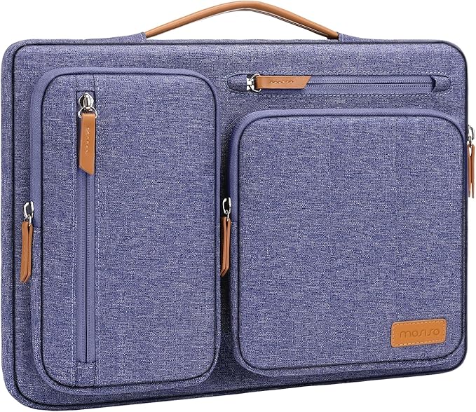 MOSISO 360 Protective Laptop Case 14 inch, 14 inch Laptop Sleeve Compatible with HP Lenovo Dell ASUS Acer, HP, Dell Latitude, Lenovo, Side Open Carrying Case with 4 Zipper Pockets&Handle,Purple Orchid