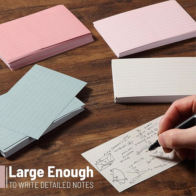 Mr. Pen- Lined Index Cards, 3"x5", 180 Cards, Morandi Colors, Bulk 3x5 Index Cards, Flashcards for Studying, School, College, Office and Home Organization, To Do List Note Cards with Ruled Lines