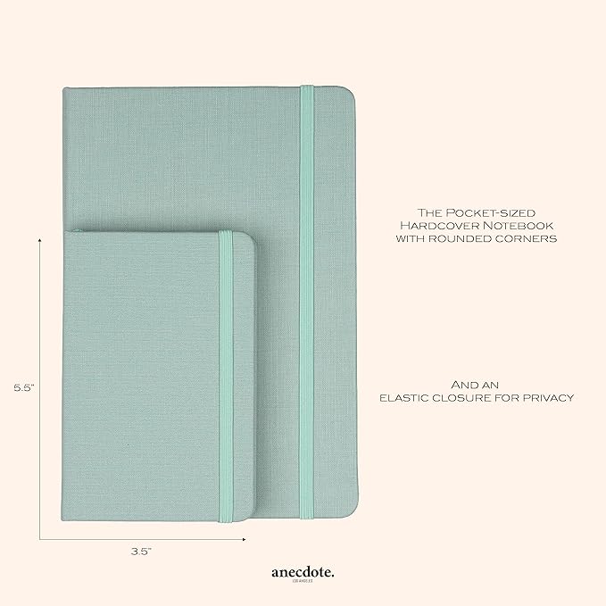 ANECDOTE. Small Journal Notebook for Men & Women, 192 Pages | Thick 80 GSM Lined Paper| Hardcover (5.5"x3.5" Pocket Size) | Daily Journaling Diary for Work, Travel, School & Office Use (Dutch Blue)