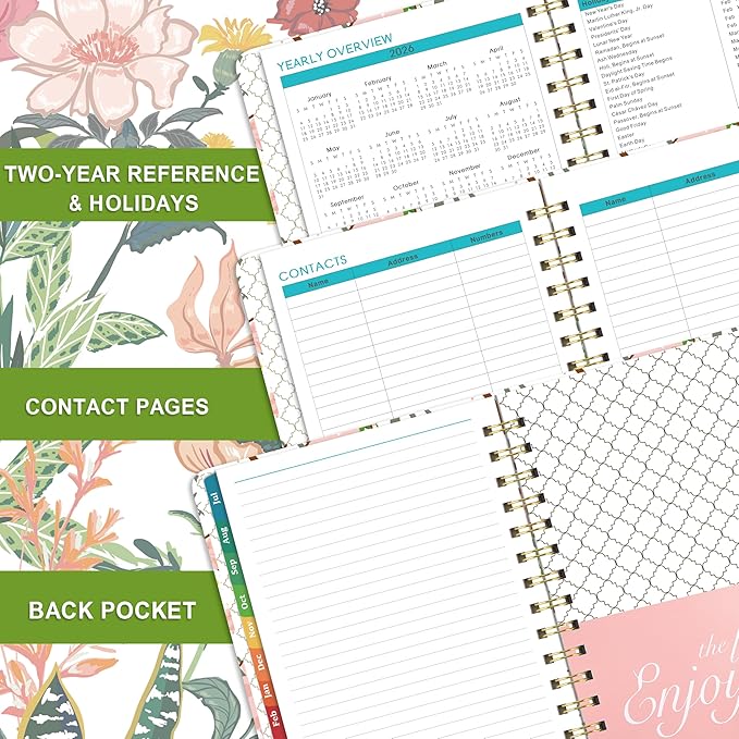 Planner 2026-2027 - Weekly & Monthly Planner, Jul 2026-Jun 2027, Academic Planner 26-27, 6.4"×8.5", Tabs, Thick Paper, Twin-Wire Binding, Back Pocket, Inspirational Quotes for Office Home School