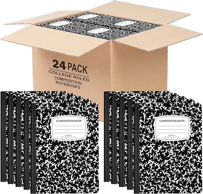 Composition Notebook College Ruled Composition Notebooks Bulk Marble College Ruled Notebook Hard Cover 100 sheets, 200 Pages 9.75” x 7.25”