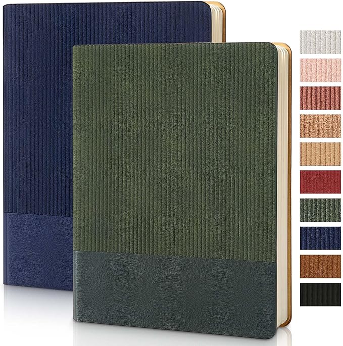 TSFPapier Lined Journal Notebook for Work College Ruled Note Book 7.2"x9.6" B5 PU Leather Daily Journaling 160 Pages for Women Men Writing Home School Supplies Business (Darkgreen/Darkblue)