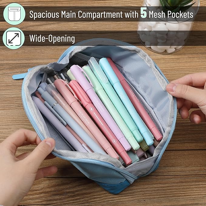 Mr. Pen- Fabric Pencil Case Pouch, Blue, Triangular Shape Pencil Pouch