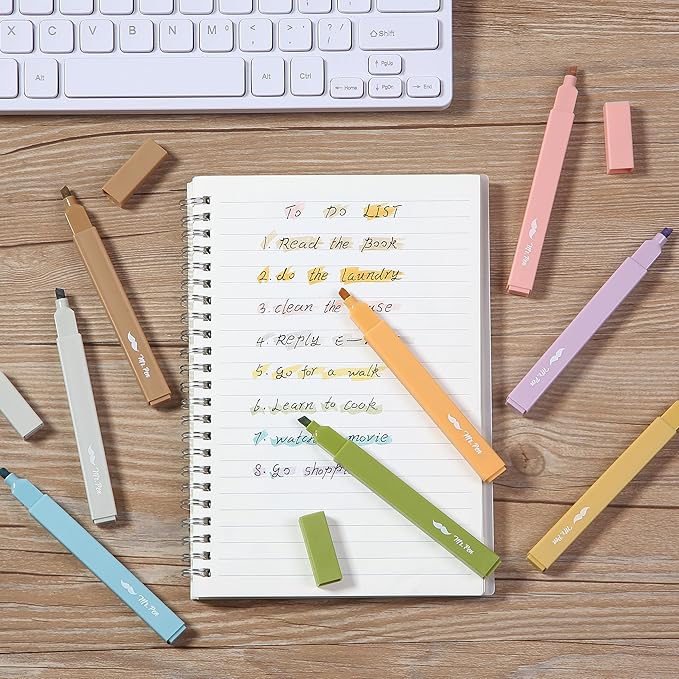 Mr. Pen- Aesthetic Highlighters No Bleed, 8 Pack, Moss Garden, Chisel Tip, Cute Highlighters Assorted Colors for Journaling, Highlighting, Underlining, Fast Dry, Back to School Supplies