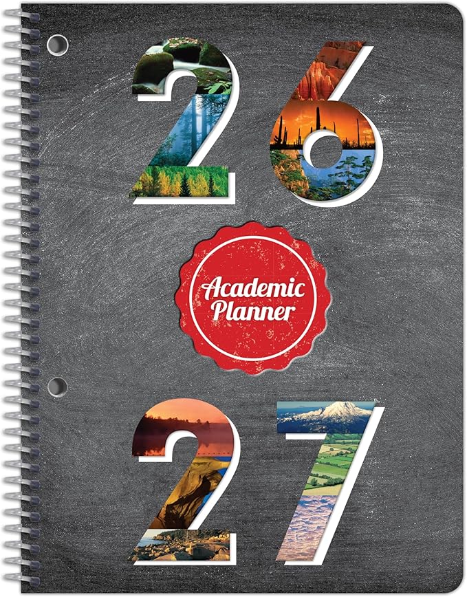 Dated Middle High School Student Planner 2026-2027 Academic School Year, ‎Medium (6.75" by 9") Matrix Style Datebook with Boulder Cover