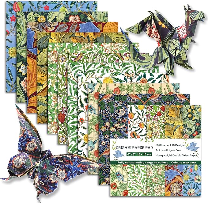 Origami Paper 6x6 Double Sided 50 Sheets 10 Colors origami kit Japanese Chiyo Square Craft Kits Easy Fold Arts Crafts DIY Handwork Morris