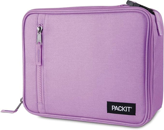 PackIt(R) Freezable Classic Lunch Box, Lavender, Built with EcoFreeze(R) Technology, Fully Freezable, Collapsible, Reusable, With Zip Front Pocket and Buckle Handle, Designed for Fresh Lunch On the Go