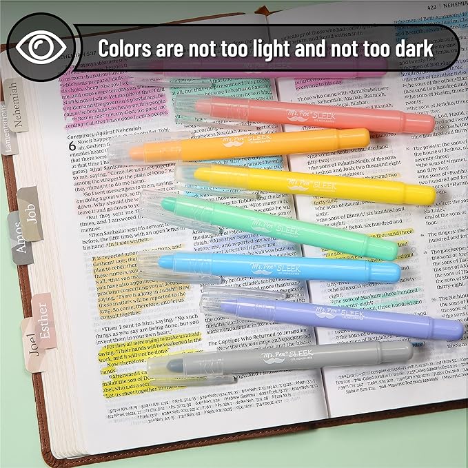 Mr. Pen- No Bleed Gel Highlighters, Friendly Colors, 8 Pack, Bible Highlighters and Pens No Bleed, Bible Markers for Study, Journaling, School Supplies and Accessories
