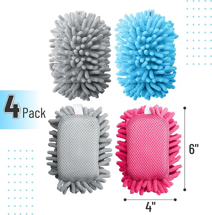 Mr. Pen- Magnetic Microfiber Shag Whiteboard Erasers, 4" x 6", 4 Pack