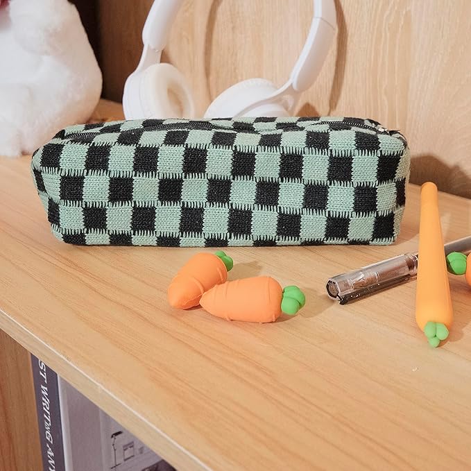 Pencil Case Pen Case Office College School Storage Bag Pouch Holder Box Organizer Makeup Pouch Cosmetic Bag Aesthetic Cute Pencil Case for Girls Boys Kids (Dark green)