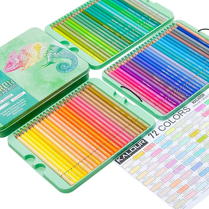 KALOUR PDAS 72+2 Count Macaron Pastel Colored Pencils for Adult Coloring Books, Artists Soft Core, Ideal for Drawing Blending Shading, Coloring Pencils Set Gift for Adults Beginners