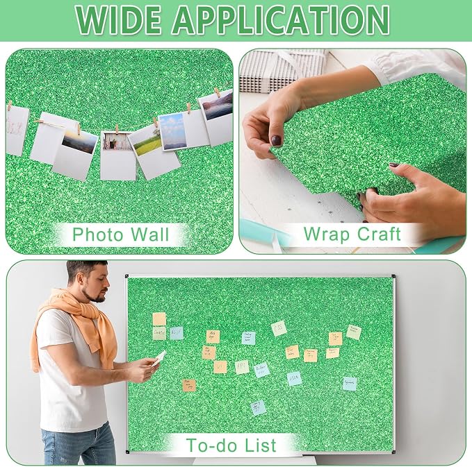 Glitter Green Bulletin Board Roll Non-Woven Fabric Poster 15.7" x 40 Ft