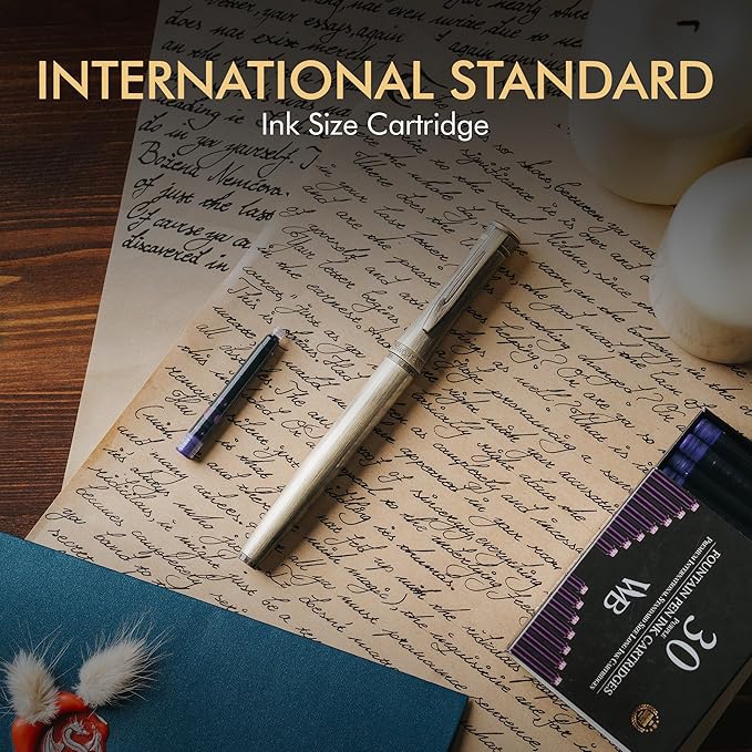Wordsworth & Black Fountain Pen Ink Refills - Set of 30 Purple Ink Cartridges - International Standard Size - Length APPR 2.3" - Base Diameter APPR 0.24 Inch - Disposable and Generic
