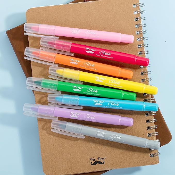 Mr. Pen- No Bleed Gel Highlighters, Assorted Colors, 8 Pack, Bible Highlighters and Pens No Bleed, Bible Markers for Study, Journaling, School Supplies and Accessories