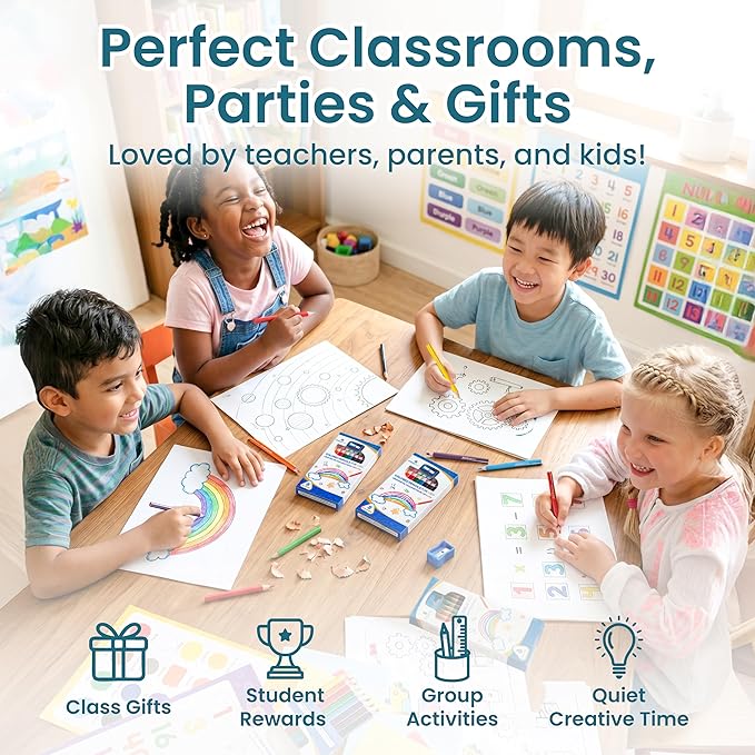 Colored Pencils for Toddlers 3-4 Years – Kids Pencils for Beginners, Toddlers and Preschoolers, Jumbo Triangle Shape for Easy Grip, Thick Colored Core for Easy Coloring and Less Breakage (5 Pack)