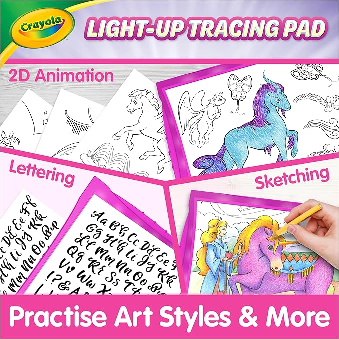 Crayola Light Up Tracing Pad Pink, Best Birthday Gifts for Girls & Boys, 6, 7, 8 Year Olds, Kids Toys, Light Box Art Kit for Kids [Amazon Exclusive]
