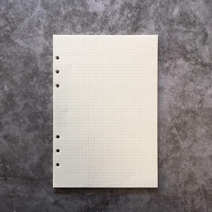 Zelten Refills/Loose Leaves for A5 Cover Ring Binder/Personal Organizer/Planner(A5 6 Holes, Grid Graph)