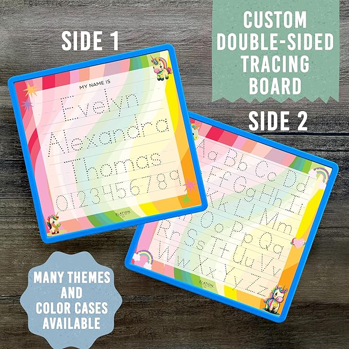 Kid's Name Tracing Board | Dry Erase Letter Tracing | Reusable Writing Practice Board | Personalized | Baby Unicorn Theme