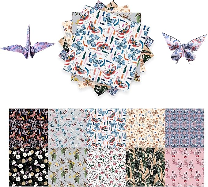 Origami Paper 6x6 Double Sided 50 Sheets 10 Colors origami kit Japanese Chiyo Square Craft Kits Easy Fold Arts Crafts DIY Handwork Butterfly