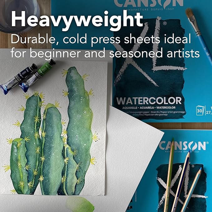 Canson XL Series Mixed Media Pad 60 Sheets with Watercolor Paper Pad 30 Sheets, 7x10 inches